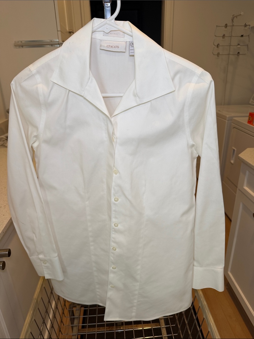 Chico's Cream-White Long Sleeve Button Front Shirt